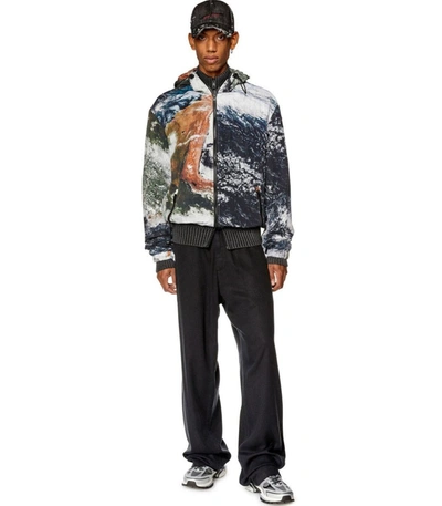 Shop Diesel J-warrett-print Multicolor Hooded Jacket