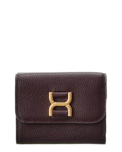 Shop Chloé Marcie Leather French Wallet In Purple