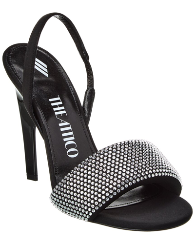 Shop Attico The  Rem Satin Slingback Sandal In Black