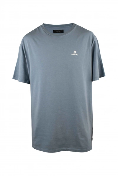 Shop Amiri Men's Luxury T Shirt    T Shirt In Blue Cotton With White Logo