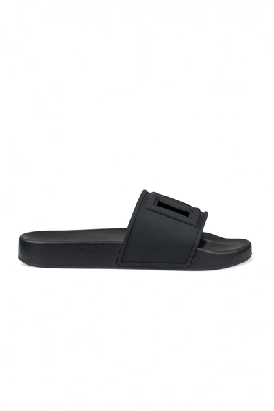 Shop Dolce & Gabbana Men's Luxury Shoes   Black  Logo Slides