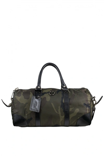Shop Philipp Plein Luxury Travel Bag   Bag  Khaki With Military Print