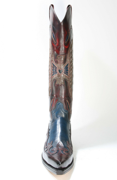 Pre-owned Sendra 17355  Boots Hochschaftstiefel Hurricane Rojo Hurricane Marfil Rot Blau