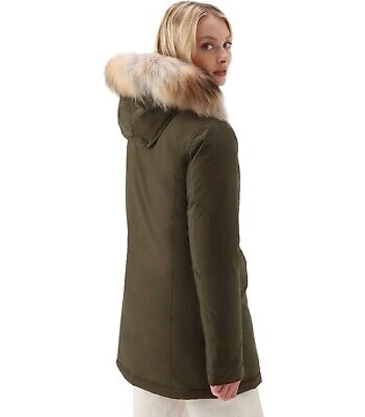 Pre-owned Woolrich Luxury Arctic Raccoon Militärgrün Parka Damen