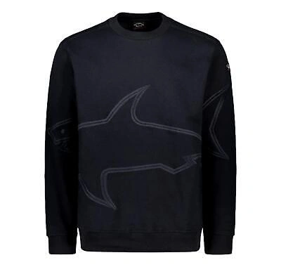 Pre-owned Paul & Shark Paul Hai Sweatshirt Aus Baumwolle Bio Mit Stickerei Oversize 12311936 Schwarz