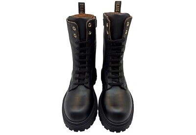 Pre-owned Alviero Martini Militärschuhe Bikers Boots Damen  J N1753 Stiefel Geo Leder Kalb