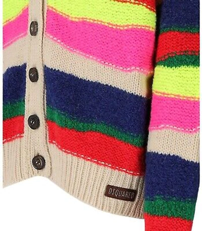 Pre-owned Dsquared2 Waved Stripes Mehrfarbiger Cardigan Damen