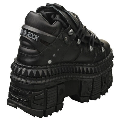 Pre-owned New Rock Rock M-wall106-s9 Unisex Black Stiefel Plattform - 37 Eu