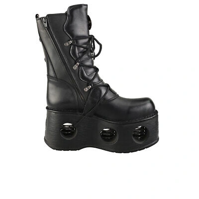 Pre-owned New Rock Rock Space Metallic Neptuno Boots Unisex Black Stiefel Plattform - 41 Eu