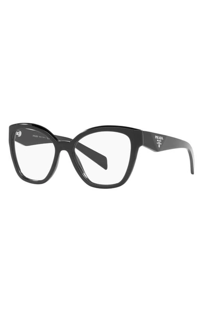 Prada 53mm Square Optical Glasses In Black