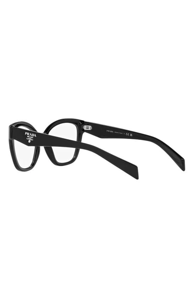 Prada 53mm Square Optical Glasses In Black