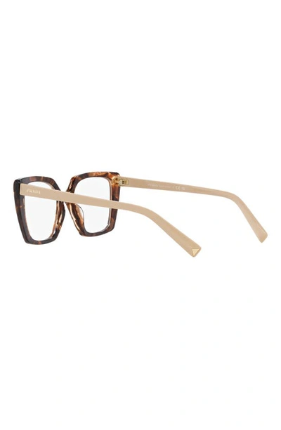 Prada 53mm Square Optical Glasses In Brown Tort
