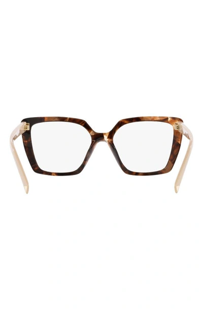 Prada 53mm Square Optical Glasses In Brown Tort