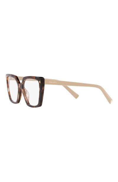 Prada 53mm Square Optical Glasses In Brown Tort