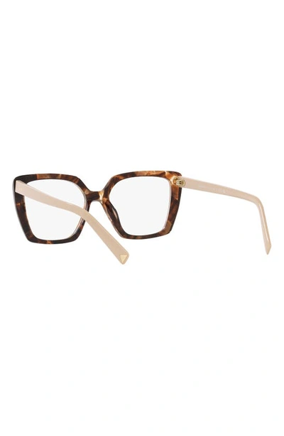 Prada 53mm Square Optical Glasses In Brown Tort