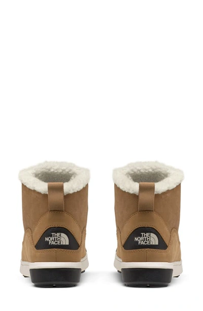 Shop The North Face Sierra Luxe Waterproof Mid Top Boot With Faux Shearling Trim In Almond Butter/ Tnf Black