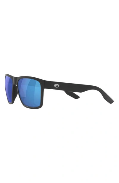Costa Del Mar Paunch Xl Blue Mirror Polarized Glass Square Mens Sunglasses 6s9050 905001 59 In Matte Black