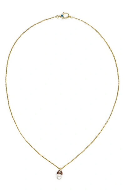 Shop Polite Worldwide Graphic Freshwater Pearl Necklace In Gold