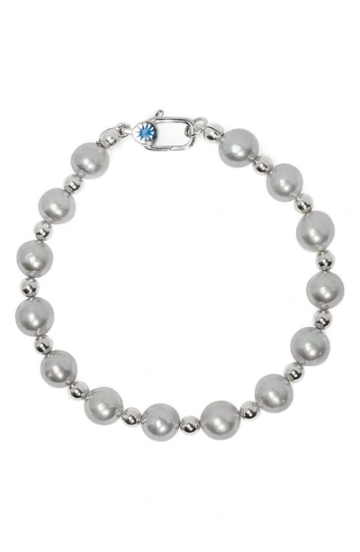 Shop Polite Worldwide Ppf Freshwater Pearl Bracelet In Silver