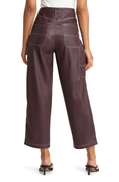 Shop Blanknyc Baxter Rib Cage Faux Leather Carpenter Pants In Wine And Dine