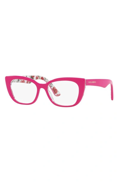 Dolce & Gabbana 49mm Cat Eye Optical Glasses In Pink