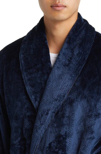 Shop Daniel Buchler Laser Cut Heathered Robe In Navy