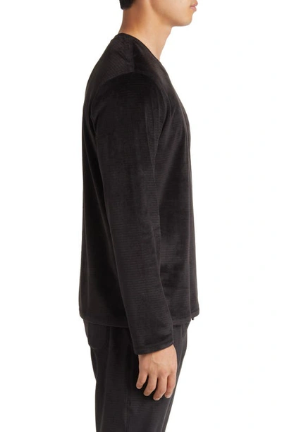 Shop Daniel Buchler Chainlink Velour Long Sleeve Pajama T-shirt In Black
