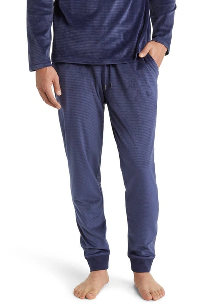 Shop Daniel Buchler Chainlink Velour Jogger Pajama Pants In Navy