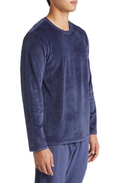 Shop Daniel Buchler Chainlink Velour Long Sleeve Pajama T-shirt In Navy
