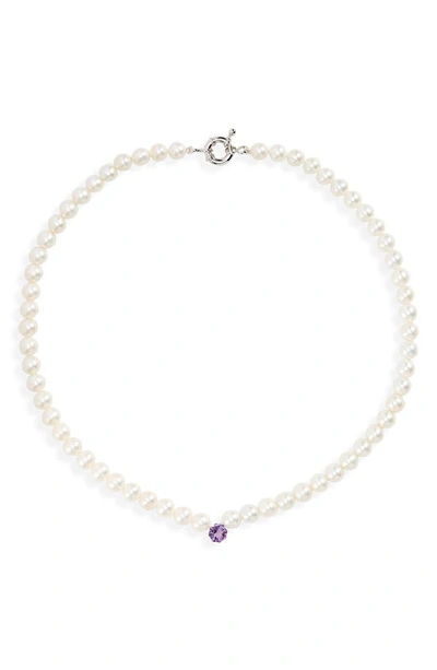 Shop Polite Worldwide Princess Freshwater Pearl & Amethyst Necklace In Silver