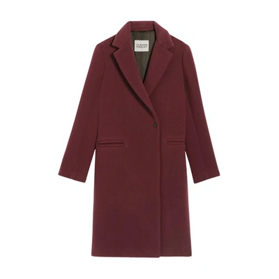 Shop Claudie Pierlot Mid-length Wool Blend Coat In Bordeaux