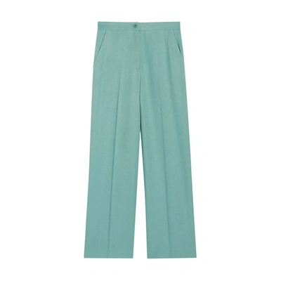 Shop Claudie Pierlot Blend Suit Trousers In Wasser_grun