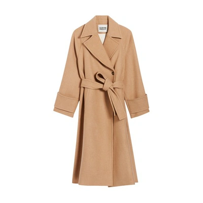 Shop Claudie Pierlot Mid-length Wool Blend Coat In Beige