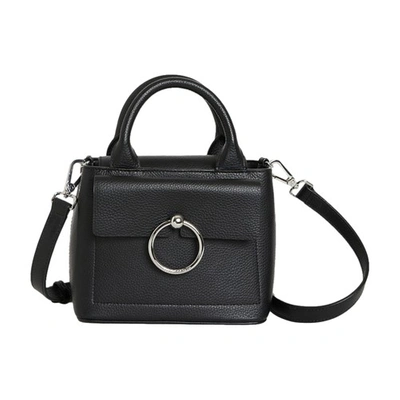 Shop Claudie Pierlot Anouck Mini Grained Leather Handbag In Schwarz