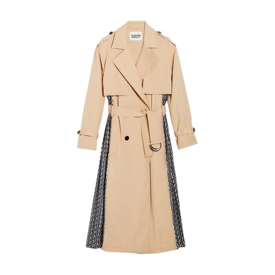 Shop Claudie Pierlot Monogrammed Mid-length Trench Coat In Beige