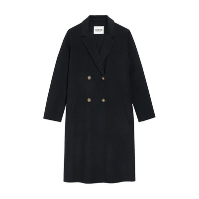 Shop Claudie Pierlot Mid-length Wool Coat In Marine