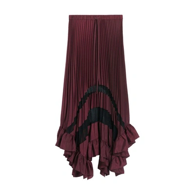 Shop Claudie Pierlot Pleated, Ruffled Mid-length Skirt In Bordeaux