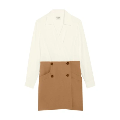 Shop Claudie Pierlot Two-tone Short Blazer Dress In Zweifarbig