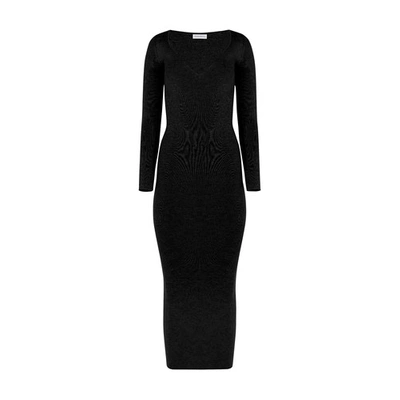 Shop Nina Ricci Fitted Knit Midi Dress In Black
