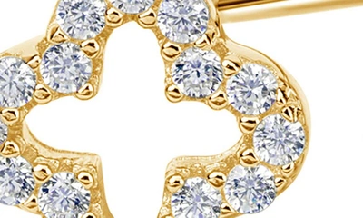 Suzy Levian Sterling Sterling Cz Clover Stud Earrings In Yellow