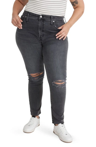 Madewell The Perfect Ripped High Waist Tapered Jeans In Bartlett Wash