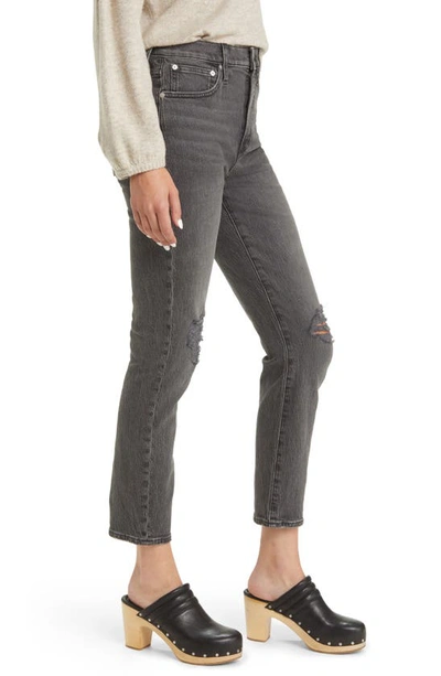 Madewell The Perfect Ripped High Waist Tapered Jeans In Bartlett Wash
