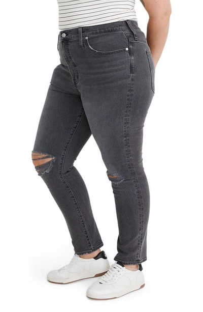 Madewell The Perfect Ripped High Waist Tapered Jeans In Bartlett Wash