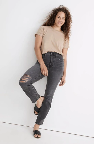 Madewell The Perfect Ripped High Waist Tapered Jeans In Bartlett Wash