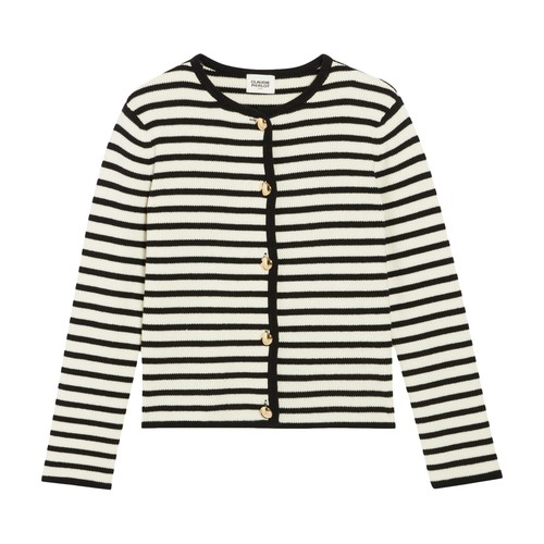 Claudie Pierlot striped ribbed-knit cardigan - Neutrals