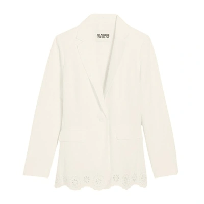 Shop Claudie Pierlot Blend Suit Jacket In Ecru
