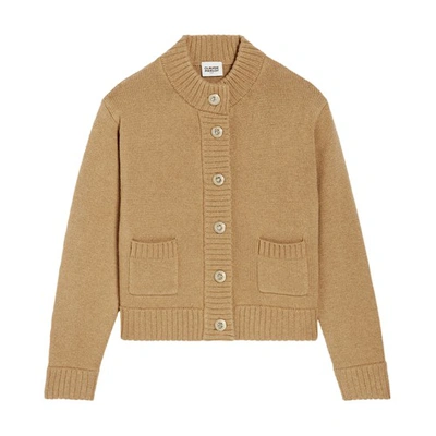 Shop Claudie Pierlot Cropped Thick Knit Cardigan In Nougat