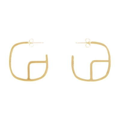 Shop Claudie Pierlot Golden Brass Cp Hoop Earrings