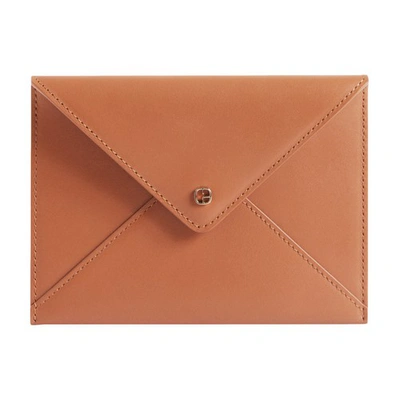 Shop Claudie Pierlot Camel Leather Clutch Bag In Karamell