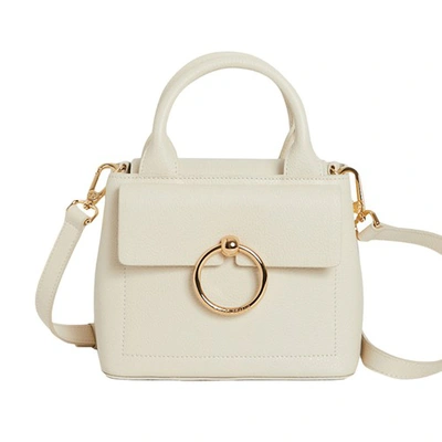 Shop Claudie Pierlot Anouck Mini Grained Leather Handbag In Ecru
